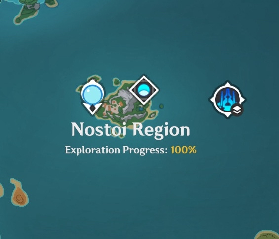 nostoi region in the in game map, every area is labeled 100%