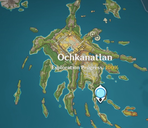 ochkanatlan in the in game map, every area is labeled 100%